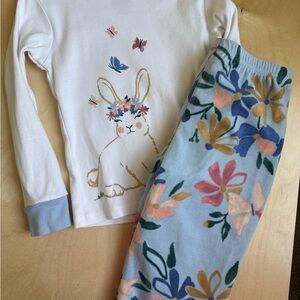 Carters - Floral Bunny Kids Pajamas - White and Blue